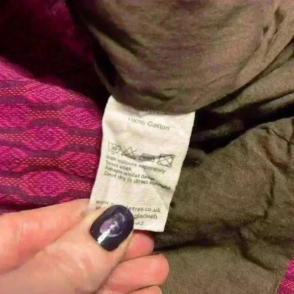 PEOPLE TREE Organic Cotton Pink Patterned Roomy Short Sleeve Mini Dress Women 4 - Picture 6 of 7